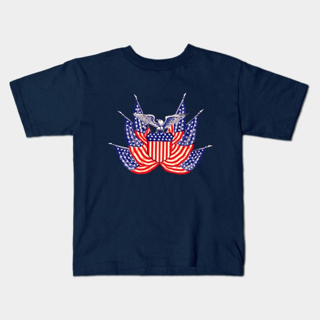 American Flags and Eagle Kids T-Shirt by MasterpieceCafe